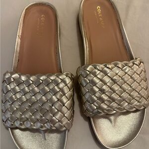 Cole Haan Women's Silver Woven Slide Sandals